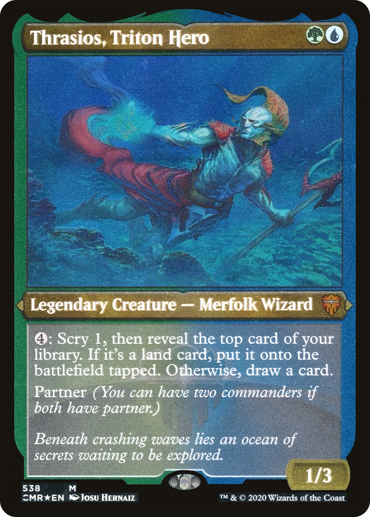 Image of Thrasios, Triton Hero (Foil Etched) (CMR-538) - Commander Legends Etched Foil