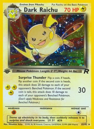 Image of Dark Raichu 083/82  - 1st Edition Holofoil Team Rocket - Secret Rare