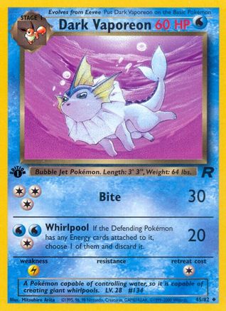 Image of Dark Vaporeon 045/82  - Unlimited Team Rocket - Uncommon
