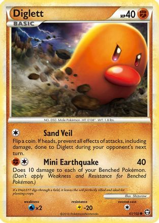 Image of Diglett 061/102  - Reverse Holofoil Triumphant - Common