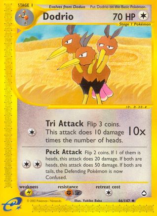 Image of Dodrio 046  - Reverse Holofoil Aquapolis - Uncommon