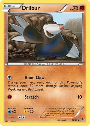 Image of Drilbur (54) 054  - Reverse Holofoil Emerging Powers - Uncommon