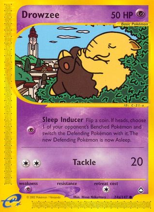 Image of Drowzee (74a) 74a/147  - Reverse Holofoil Aquapolis - Common