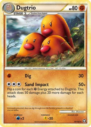 Image of Dugtrio 019/102  - Reverse Holofoil Triumphant - Rare