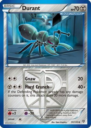 Image of Durant (Team Plasma) (91) 091/135  - Reverse Holofoil Plasma Storm - Uncommon