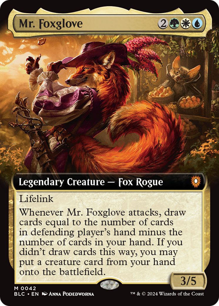 Image of Mr. Foxglove (Extended Art) (BLC-042) - Bloomburrow Commander: (Extended Art)