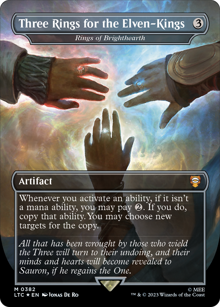 Image of Three Rings for the Elven-Kings - Rings of Brighthearth (Surge Foil) (LTC-382) - Tales of Middle-earth Commander / Three Rings for the Elven-Kings (Borderless) Foil