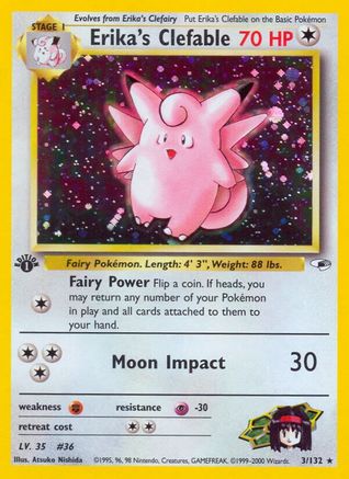 Image of Erika's Clefable 003/132  - 1st Edition Holofoil Gym Heroes - Holo Rare