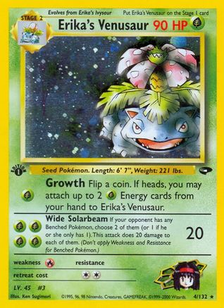 Image of Erika's Venusaur 004/132  - Unlimited Holofoil Gym Challenge - Holo Rare