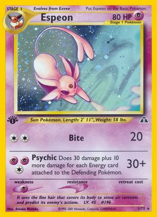 Image of Espeon (1) 001/75  - 1st Edition Holofoil Neo Discovery - Holo Rare