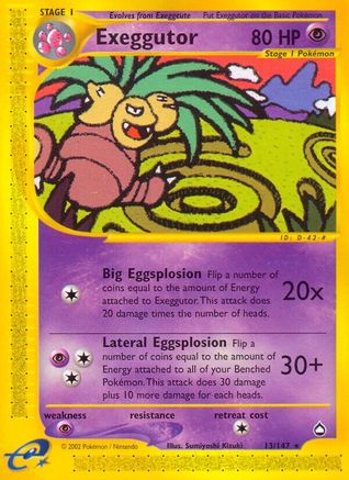 Image of Exeggutor (13) 013  - Reverse Holofoil Aquapolis - Rare