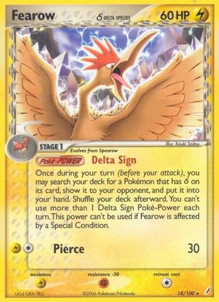 Image of Fearow (Delta Species) 018/100  Crystal Guardians - Rare