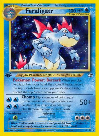 Image of Feraligatr (4) 004/111  - 1st Edition Holofoil Neo Genesis - Holo Rare
