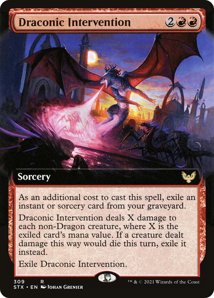 Image of Draconic Intervention (Extended Art) (STX-309) - Strixhaven: School of Mages: (Extended Art) Foil