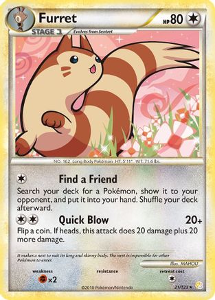 Image of Furret 021  - Reverse Holofoil HeartGold SoulSilver - Rare