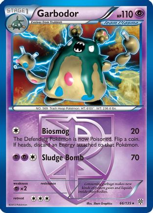Image of Garbodor (Team Plasma) (66) 066/135  - Reverse Holofoil Plasma Storm - Holo Rare