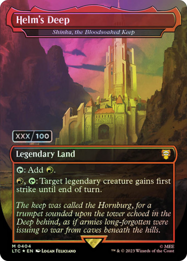 Image of Helm's Deep - Shinka, the Bloodsoaked Keep (Serial Numbered) (LTC-404) - Tales of Middle-earth Commander / Helm's Deep (Borderless) Foil