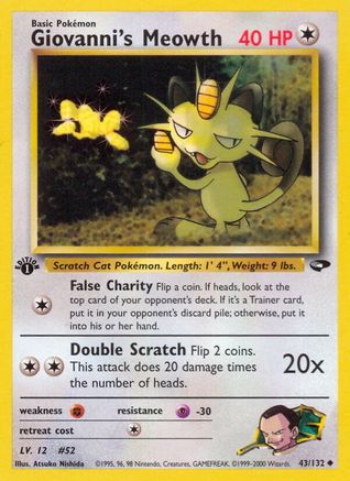 Image of Giovanni's Meowth (43) 043/132  - 1st Edition Gym Challenge - Uncommon