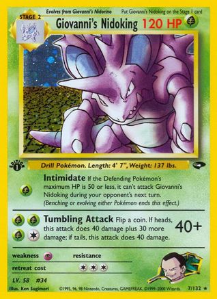 Image of Giovanni's Nidoking 007/132  - 1st Edition Holofoil Gym Challenge - Holo Rare