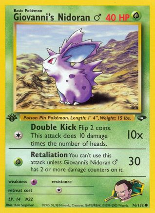 Image of Giovanni's Nidoran M 076/132  - 1st Edition Gym Challenge - Common