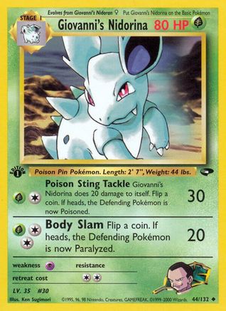 Image of Giovanni's Nidorina 044/132  - 1st Edition Gym Challenge - Uncommon