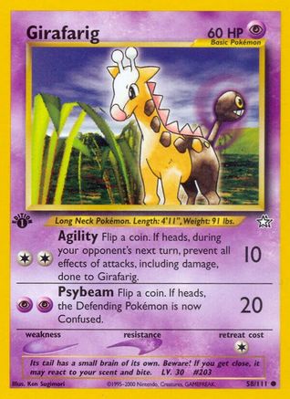 Image of Girafarig 058/111  - 1st Edition Neo Genesis - Common