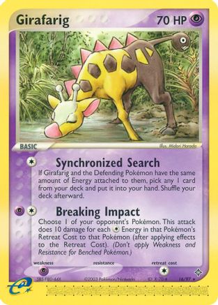 Image of Girafarig 016/97  - Reverse Holofoil Dragon - Rare