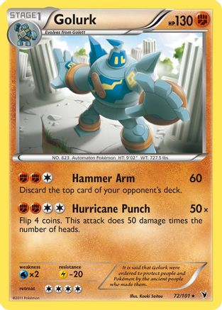 Image of Golurk 072  - Reverse Holofoil Noble Victories - Rare