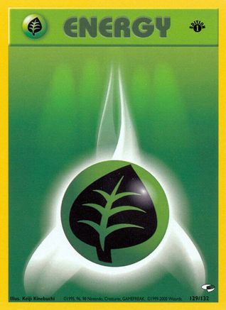 Image of Grass Energy 129/132  - 1st Edition Gym Heroes - Common