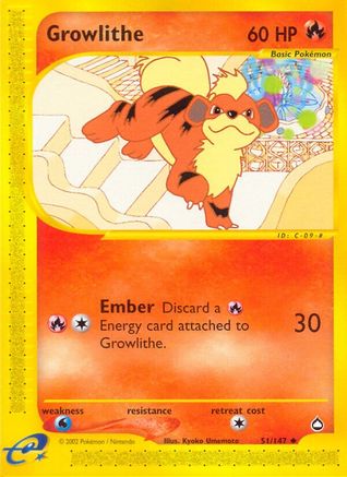 Image of Growlithe (51) 051  Aquapolis - Uncommon