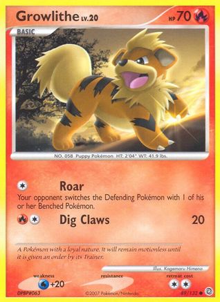 Image of Growlithe 089/132  - Reverse Holofoil Secret Wonders - Common