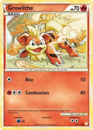 Image of Growlithe 065/123  HeartGold SoulSilver - Common
