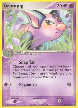 Image of Grumpig 030/106  - Reverse Holofoil Emerald - Uncommon