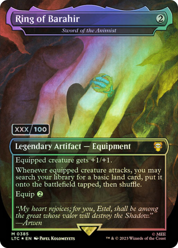Image of Ring of Barahir - Sword of the Animist (Serial Numbered) (LTC-385) - Tales of Middle-earth Commander / Ring of Barahir (Borderless) Foil