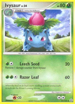 Image of Ivysaur 051/132  - Reverse Holofoil Secret Wonders - Uncommon