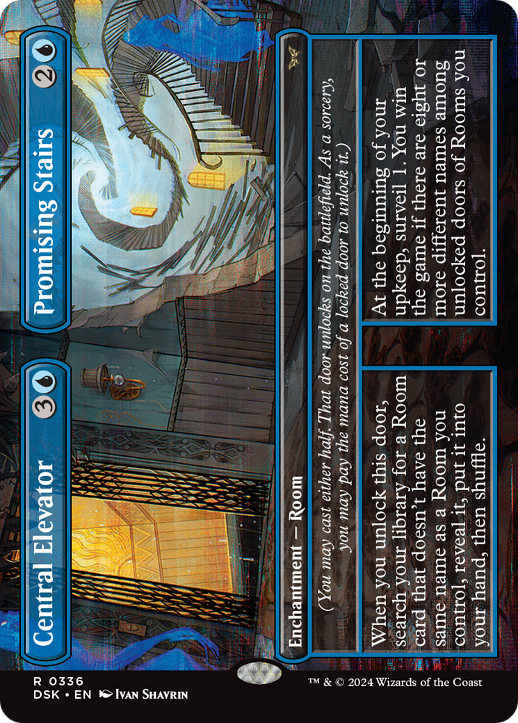 Image of Central Elevator // Promising Stairs (Borderless) (DSK-336) - Duskmourn: House of Horror (Borderless)