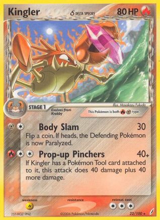 Image of Kingler (Delta Species) 022/100  - Reverse Holofoil Crystal Guardians - Rare