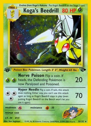 Image of Koga's Beedrill 009/132  - 1st Edition Holofoil Gym Challenge - Holo Rare
