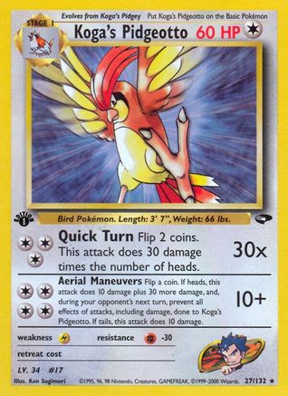 Image of Koga's Pidgeotto 027/132  - Unlimited Gym Challenge - Rare