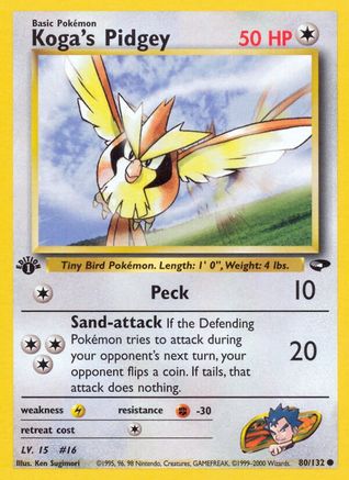 Image of Koga's Pidgey (80) 080/132  - 1st Edition Gym Challenge - Common