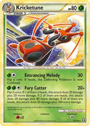 Image of Kricketune 024/102  - Reverse Holofoil Triumphant - Rare