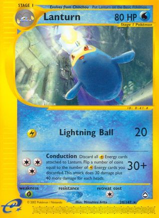 Image of Lanturn (20) 020  - Reverse Holofoil Aquapolis - Rare