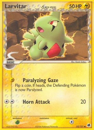 Image of Larvitar (Delta Species) 052/101  - Reverse Holofoil Dragon Frontiers - Common