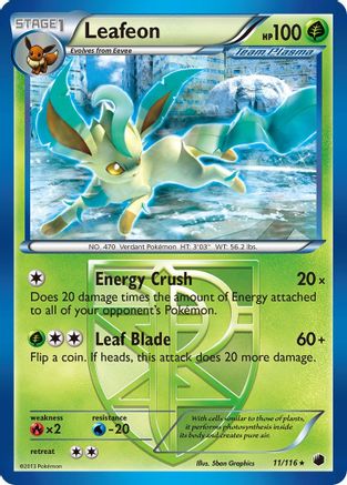 Image of Leafeon (Team Plasma) 011/116  - Reverse Holofoil Plasma Freeze - Rare