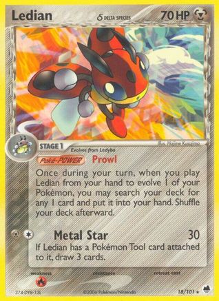 Image of Ledian (Delta Species) 018/101  - Reverse Holofoil Dragon Frontiers - Rare