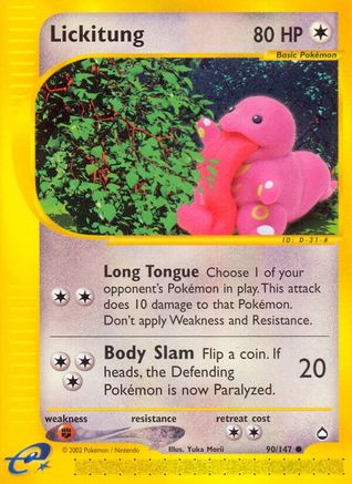 Image of Lickitung 090  - Reverse Holofoil Aquapolis - Common