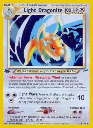 Image of Light Dragonite 014  - Unlimited Holofoil Neo Destiny - Holo Rare