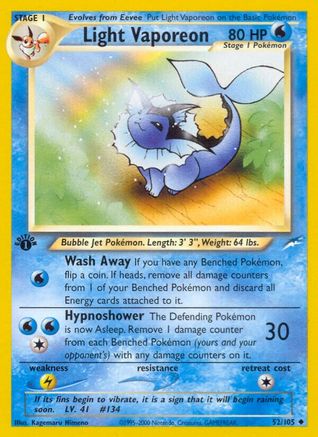 Image of Light Vaporeon 052/105  - 1st Edition Neo Destiny - Uncommon