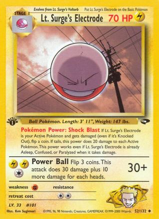 Image of Lt. Surge's Electrode 052/132  - 1st Edition Gym Challenge - Uncommon
