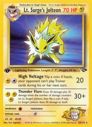 Image of Lt. Surge's Jolteon 028/132  - Unlimited Gym Challenge - Rare